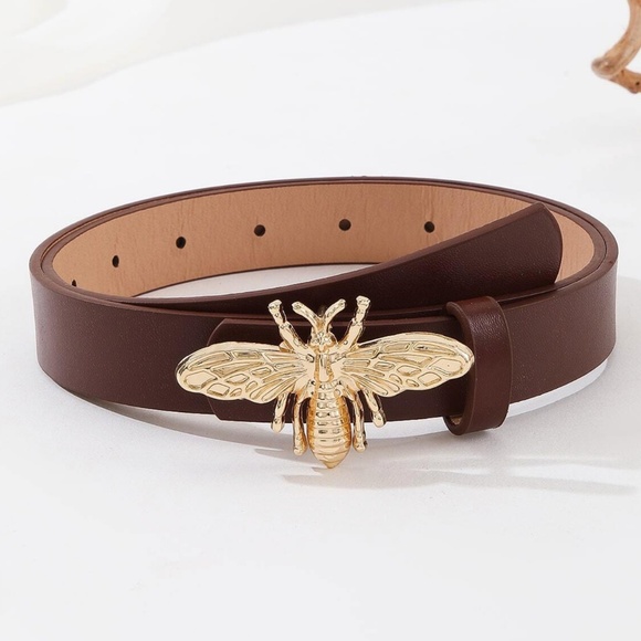 Luxe Golden Bee Vegan Leather Belt - Picture 1 of 5